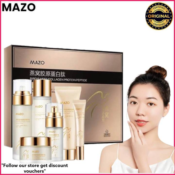 Mazo Birds Nest Collagen Protien Peptide Skin care set 6 in 1 AntiAcne