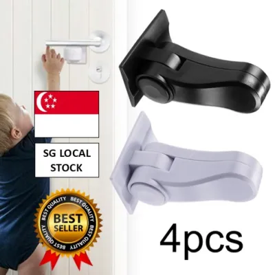 [SG 🚚] 4 Pcs Door Lever Lock Baby Proofing Door Handle Lock Childproofing Door Knob Lock Easy To Install