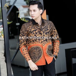 Kemeja Batik Premium - Motif Keo Warna Hitam Oren
