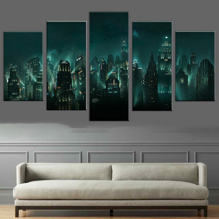 Yohoo Bioshock Rapture Night View Canvas Pictures - HD Print 5 Panel ...