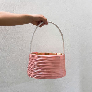 Giỏ gỗ cắm hoa hình oval quấn dây đựng trái cây hoa tươi hoa sáp