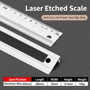 20/30/45cm Precise Aluminum Alloy Straight Ruler Anti Cutting Hands Non-slip for Drawing Measuring
