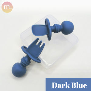 Baby Soft Silicone Short Grip Training Spoon and Fork Set