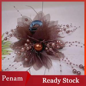 [PAM] Fashion Mesh Flower Hair Claw Women Shark Ponytail Clip Headdress Temperament Tassels Headwear