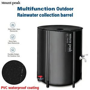 Mount Peak collapsible rainwater collection tank features a high-density three-layer composite fabric and a drainage valve making it suitable for outdoor camping and irrigation.