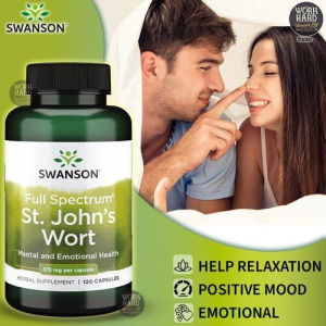 Viên Uống Swanson St. John’s Wort 375mg – Hỗ Trợ Cân Bằng Tâm Trạng & Giảm Căng Thẳng Giúp Ngủ Ngon - Hỗ trợ giảm stress lo âu nhẹ. - Hỗ trợ cải thiện giấc ngủ. - Giúp tinh thần thoải mái dễ chịu hơn. - Hỗ trợ sức khỏe thần kinh.