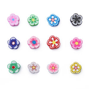 30pcs/Lot 10X4mm Colorful Flower Shape Soft Ceramic Beads Polymer Clay Spacer Beads for Jewelry Making DIY Bracelet Accessories
