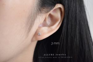 ต่างหูเพชร เงินแท้ 925 ชุบเคลือบทองคำขาว ฝังเพชร CZ Swiss Diamond 💎  [รับประกันตัวเรือนและเพชร 5 ปี] ตุ้มหู ต่างหูเพชร