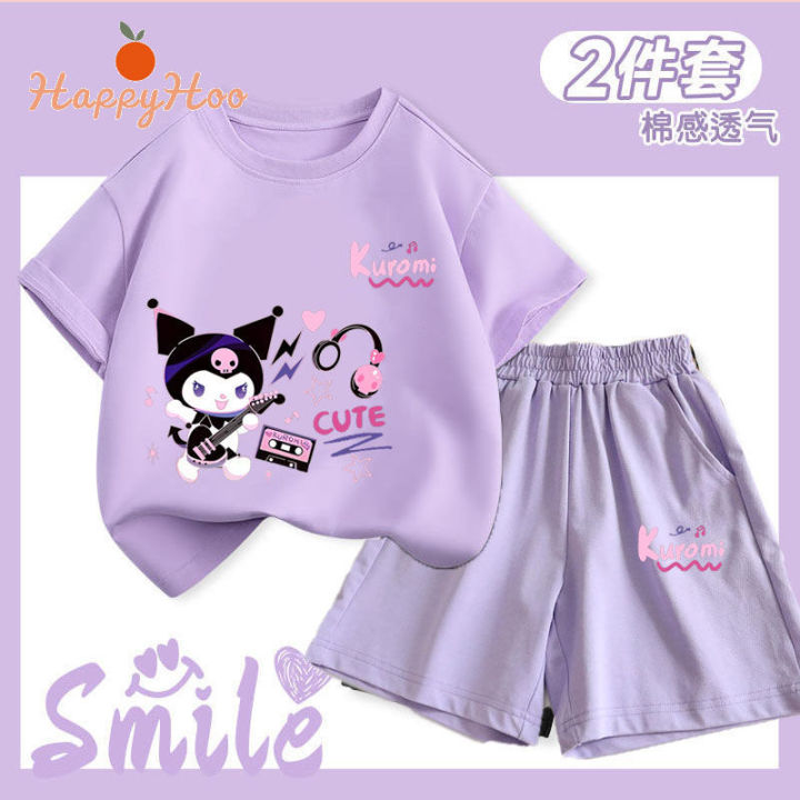 HYO Girls' set kids' Kuromiset Girls' set Kuromi T-shirt + Kuromi ...