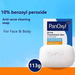 PanOxyl 10% Benzoyl Peroxide Acne Treatment Soap Maximum Strength Acne Bar Soap for Face Chest and Back 113g