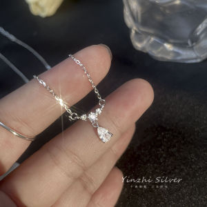 Beauty Woman 18K Gold Water Drop Necklace Korean Original Zircon Pendant Clavicle Chain For Women Girlfriends Gifts