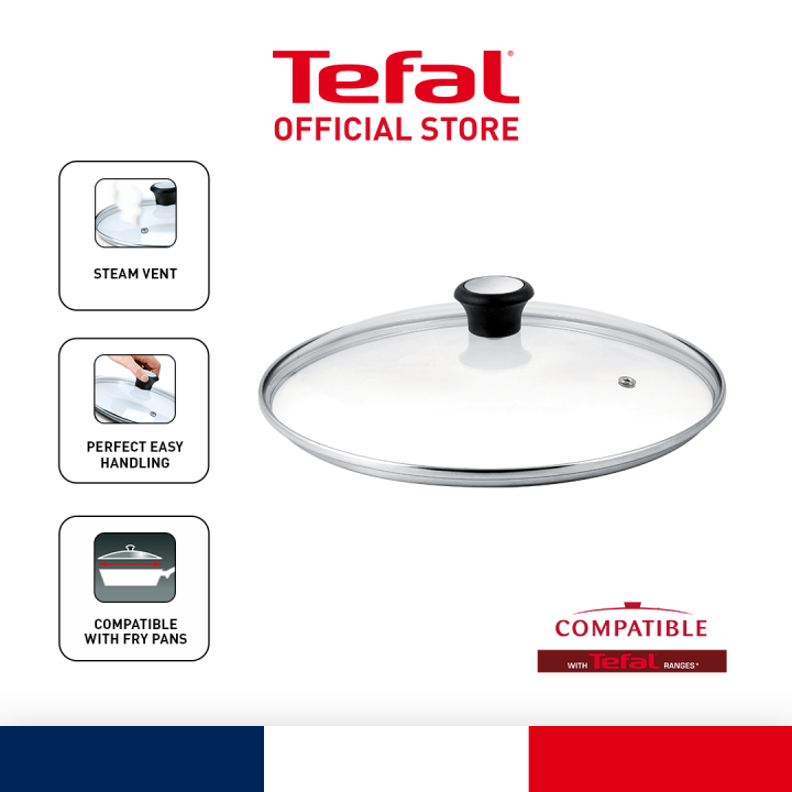 Tefal Glass Lid 30cm (280978N) Kitchen tools & Gadgets, Stainless steel rim, Steam vent lid, Bakelite knob (Glass Lid/ Penutup kaca)