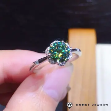 PT950 blue high quality green moissanite ring for men