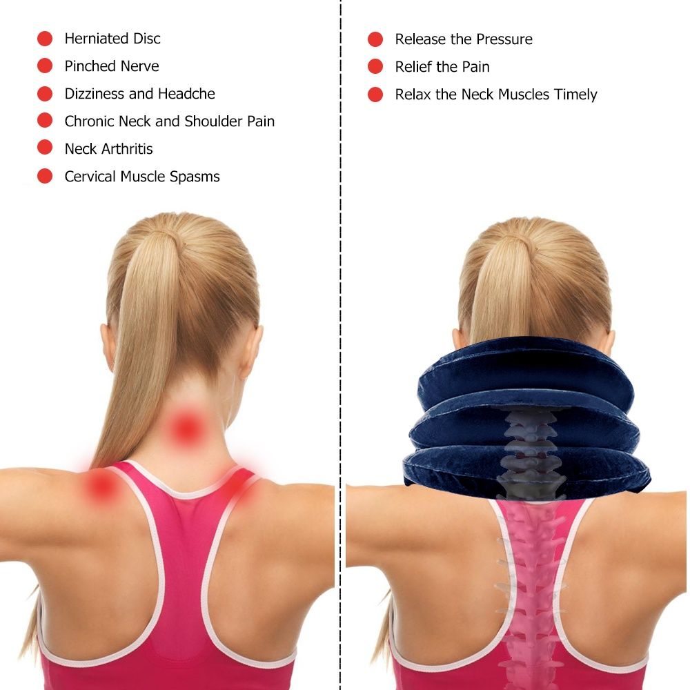 Cuscino da viaggio per il relax del trattore trasportabile, morbido, per la trazione della vertebra cervicale, per il sollievo dal collo, per la correzione della postura e per lo stretching_voghion.com