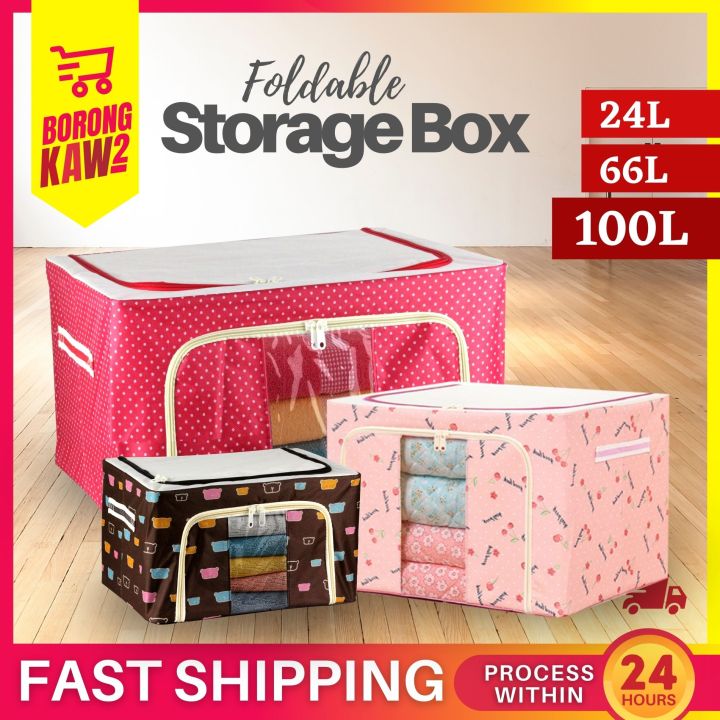 24 / 66 / 100 Liter Foldable Cloth Storage Box Large Capacity Storage ...