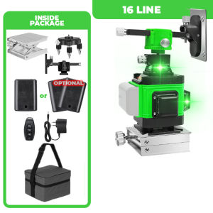 Ladderman 8 / 12 / 16 Line Laser Level Green Light Self-Leveling Cross Auto Measuring Tool Remote Control