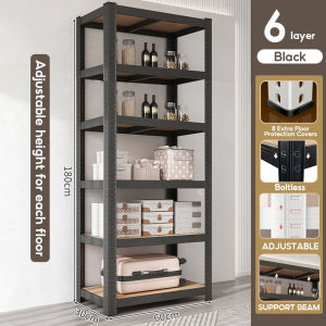 SUNNY 6 Layer Boltless Steel Rack Shelves Load Capacity 500KG Steel Shelf Metal Rack Multi-Purpose Rack Organizer Kitchen Cabinet Organizer Adjustable Rack For store