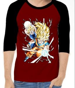 KAOS RAGLAN PRIA WARNA DRAGN BALL DTF\ KAOS RAGLAN PRIA LENGAN 3\4 ATASAN PRIA / KAOS MURAH / KAOS DISTRO / KAOS SIMPLE / T-SHIRT PRIA
