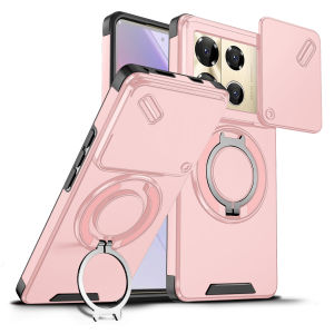 Slide Lens protect Armor Phone Case For InfinixNote 40 Pro Plus Car Magnetic Holder Cover for InfinixNote40 Pro + 4G 5G Funda