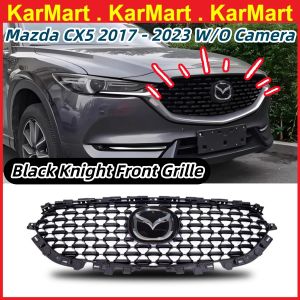 Mazda CX5 2017–2023 Without Front Camera Grille Upgrade To Black Knight Edition With Crystal Emblem Logo Bumper Grille