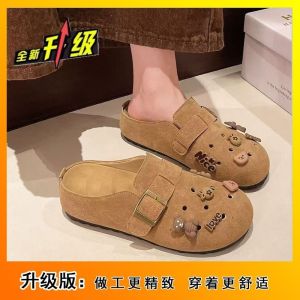 [Free Shipping] 2026 Summer New Thick-Soled Closed-Toe Half Slippers For Women Niche Retro Clogs Plus Size WomenS Shoes Cartoon Style