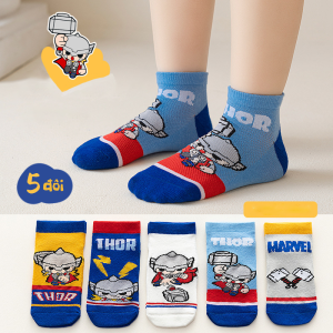 Set 5 đôi tất bé trai 1-5 tuổi tất cổ lỡ vải cotton thiết kế phối lưới thoáng khi đi giầy không bí bách Pama STORE PK76