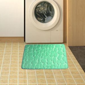 MIRELAE Washable Water Absorption Non-slip Bathtub Doormat Cobblestone Embossed Floor Rug Bath Mat
