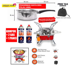 PROMO Kompor Portable Camping Plus Gas Portabel Mini Camping Model Kotak Lipat + Gas Kaleng Portable Kompor