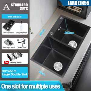 🔥【with Faucet】JARD Sink Kitchen Stainless Steel With Stand Nano water tank Household Large Single-slot sink Dapur bowl Under Counter 洗碗盆 带沥水架