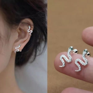 good 999 S925 silver personalized sparkling diamond snake style screw Earrings ES63629