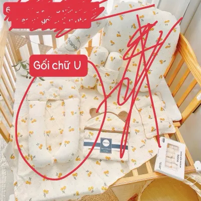 Gối Chữ U Boona Vải Xô Muslin Cao Cấp Thoáng Khí Thấm Hút Siêu Tốt