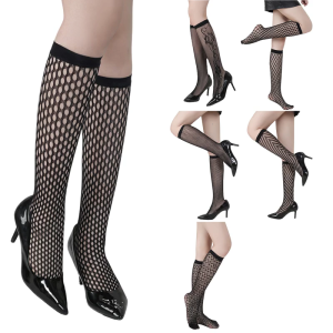 Women Fishnet Knee Highs Stockings Hollowed out Fishnet Stockings Mesh Net Trouser Socks Fishnet Tights Nylon Stockings