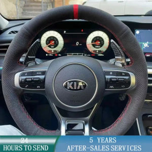 ZZSA Customized Car Steering Wheel Braid Cover Hand Sewing Suede Leather For KIA K5 DL3 2020-2021 Sportage 5 GT-Line 2021-2022 7P3H9