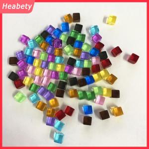 Heabety  50 cái/bộ khối lập phương trong suốt 8mm xúc xắc trong suốt góc vuông pha lê nhiều màu sắc