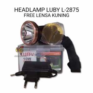 Senter Kepala Cas Luby 10 Watt L-2875 LED Putih Super Terang FREE Filter Cahaya Kuning