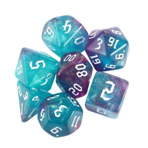 SOULLOV D% D12 D20 D4 D6 D8 D10 RPG Adventurer Board Games Number Family Party Playing Games Entertainment Polyhedral Dice Two-tone Dice Set 7-Die Iridescent Glitter Polyhedral Dice Carved Pattern Dice Set
