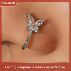 【CANAMEK 】 Trendy Butterfly Nose Ring U Shaped Clip Nose Ring Bendable Nose Ring For Women Girls Fashion Non Pierced Nose Clip Gifts