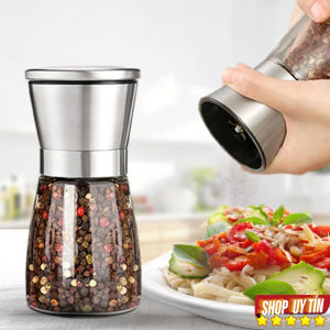 Cối Xay Tiêu Cầm Tay Chất Liệu INOX Cao Cấp Nhỏ Gọn - Răng Nghiền Bằng Sứ Lọ Đựng Gia Vị Tiện Lợi Xay Hạt Tiêu Muối Ớt