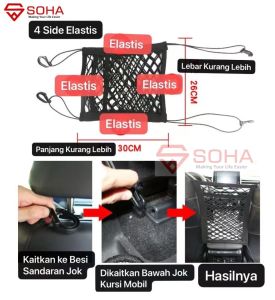 AM-04 Pembatas Tengah Bangku Mobil atau Organizer Jaring Untuk Pengaman Anak Kecil / Penyimpan Barang  Jok Universal Cocok Untuk Semua Mobil