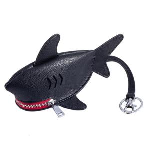 Practical Leather Key Organizers Shark Shape Design With Secure Closure And Carabiner Hook