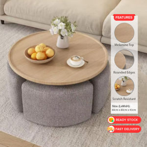 ACTIVEONE Coffee Table Living Room Set Home Use With 4 Stools Multi Functional Chair Hidden Storage Meja Kopi Serbaguna - Fulfilled by ACTIVEONE