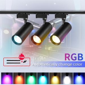 【COD 3Years Warranty】Led Track Light For Wall Complete Set Cob Led Spot Light 10W RGB Track Lights Pin Light Nordic Christmas Ceiling Lights Spotlights For Living Room Stage Clothing Shop Party Bar Ceiling Home