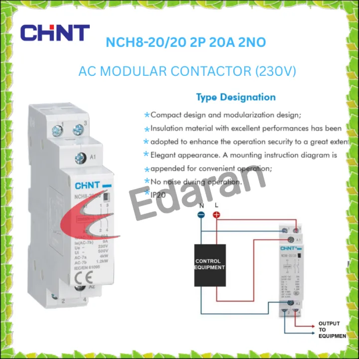 CHINT%20NCH8%202P%2020A/40A%202NO%20AC%20MODULAR%20CONTACTOR%20(230V)%20-%20Image%202