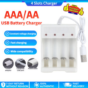 USB head AA / AAA battery charger 4 Slots With Indicator 1.2V Battery Charger Circuit Protection Supports AAA/AA NiMH NiCd rechargeable batteries Intelligent Fast Charging
