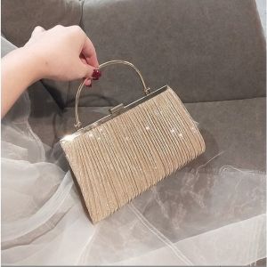 Bóp ví nữ cầm tay dự tiệc clutch nữ dự tiệc đính kim tuyến sang chảnh có dây đeo VDT02