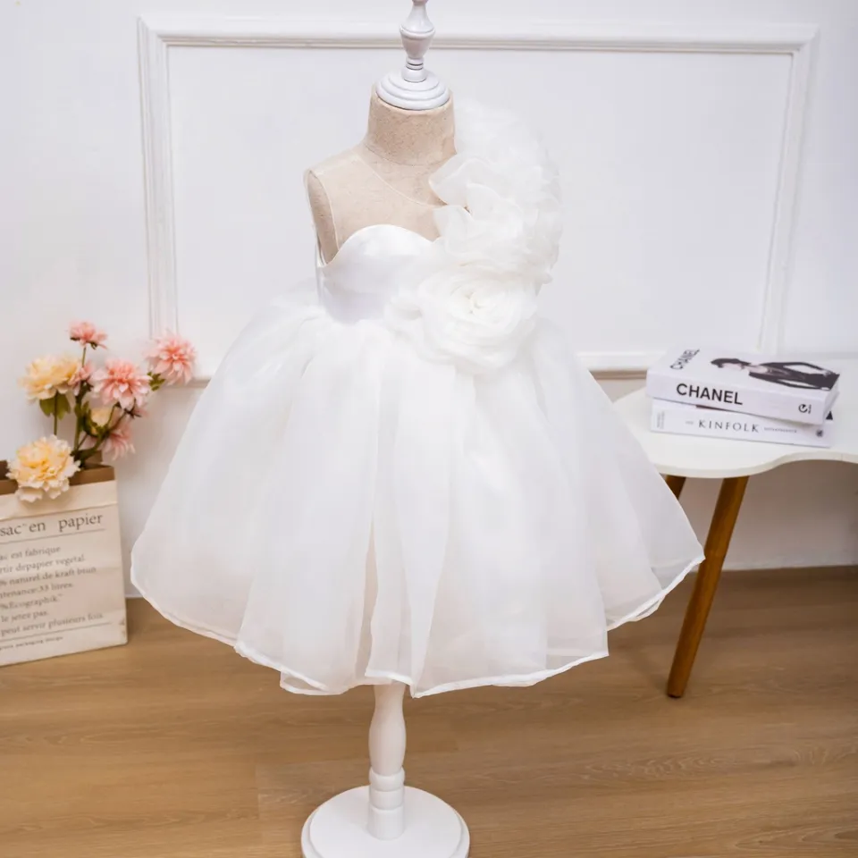Đầm công chúa dự tiệc kiểu choàng vai cho bé gái 2-10 tuổi màu trắng  CVG40033W | Bé Cưng Shop