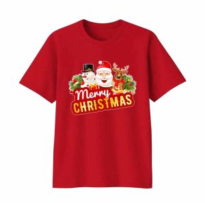 Kaos Natal Dewasa Pria Wanita Motif Merry Christmas Lengan Pendek