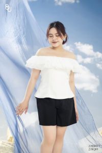 Áo trễ vai bèo rập ly 2 tầng BIGSIZE (55kg đến 95kg) - 23SSM11 - BUstu Bigsize