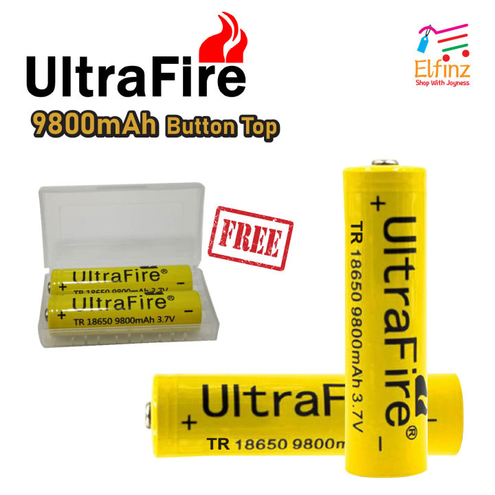 3.7V 18650 UltraFire 9800mAH Button Top Rechargeable Lithium Ion