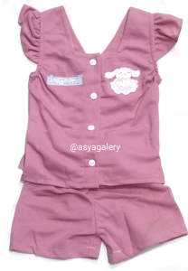 Set Anak Ruffle / Setelan Anak Perempuan RIB Motif Kuromi Hello Kitty Cinnamorol